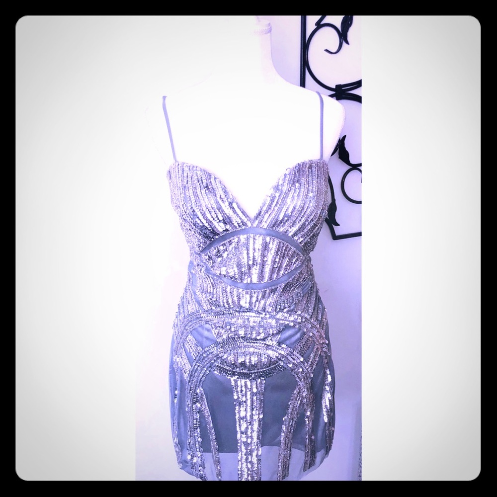 Silver sequin dress